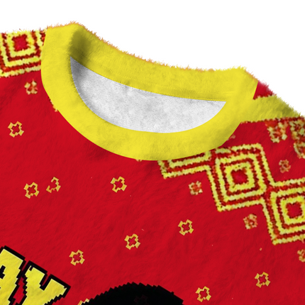Uglysweatershops Merry Xmas Again Fuzzy Christmas Ugly Sweatshirt