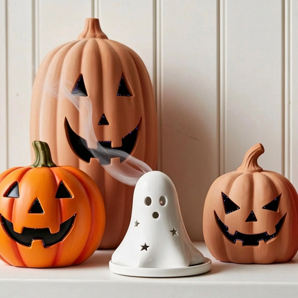 Uglysweatershops Halloween 2-Pack Ceramic Cone & Tea Light Burner