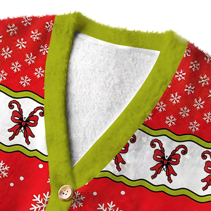 Uglysweatershops Dr Seuss Fuzzy Ugly Cardigan Sweatshirt