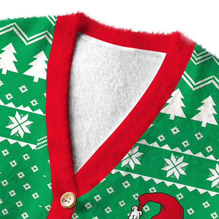 Uglysweatershops Naughty Holiday Fuzzy Ugly Cardigan Sweatshirt