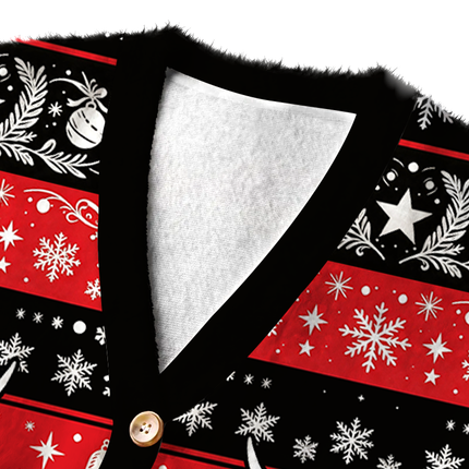 Uglysweatershops West Cow Skull Fuzzy Ugly Cardigan Sweatshirt