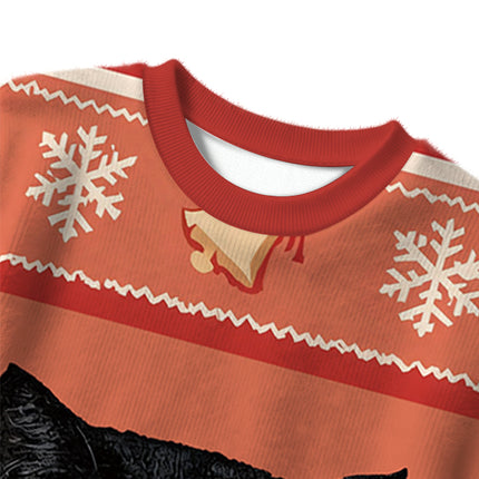 Uglysweatershops Smoking Black Cat Vintage Christmas Ugly Sweater