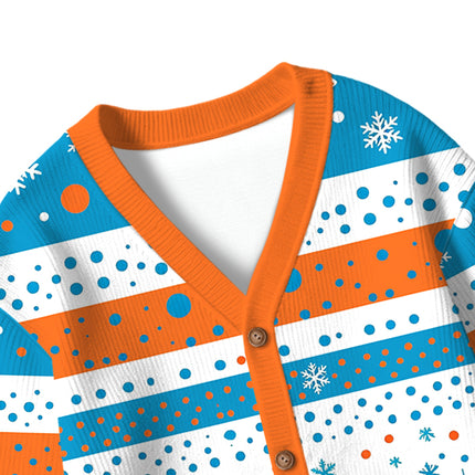 Uglysweatershops Orange Red Pumpkin Kids Ugly Cardigan Sweater