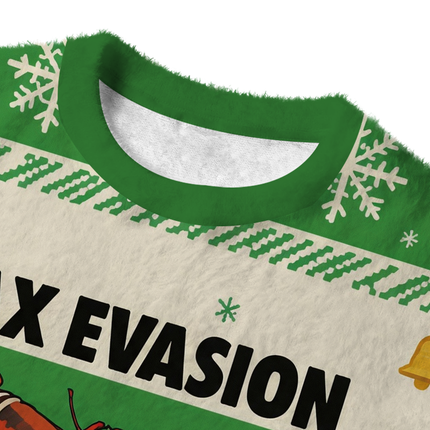 Uglysweatershops Green Tux Evasion Funny Fuzzy Christmas Ugly Sweatshirt
