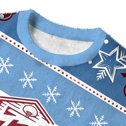 Uglysweatershops Blue Eagle Fuzzy Christmas Ugly Sweatshirt