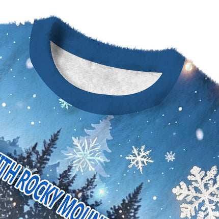 Uglysweatershops Rocky Mountain Water Fuzzy Christmas Ugly Sweatshirt