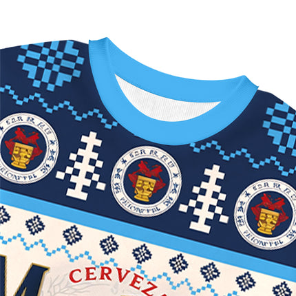 Uglysweatershops Retro Cerveza Winter Scene Christmas Ugly Sweatshirt