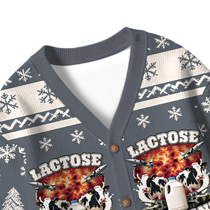 Uglysweatershops Lactose Tolerant Funny Meme Kids Ugly Cardigan Sweater