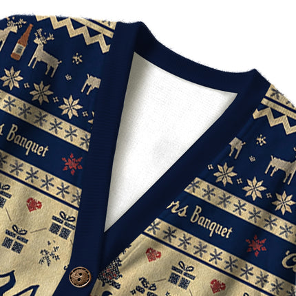 Uglysweatershops Beer Snowing Ugly Cardigan Sweater