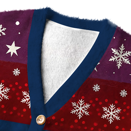 Uglysweatershops Primitive Chaos Abstract Face Fuzzy Ugly Cardigan Sweatshirt