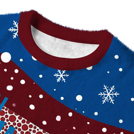 Uglysweatershops Dotted Eyes Fuzzy Christmas Ugly Sweatshirt