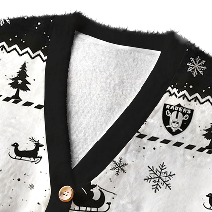 Uglysweatershops Holding Coffee Fuzzy Ugly Cardigan Sweatshirt
