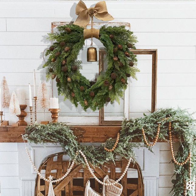 Uglysweatershops Christmas Pine Cone Bell Wreath
