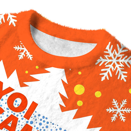 Uglysweatershops Blue Orange Pumpkin Fuzzy Christmas Ugly Sweatshirt