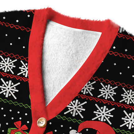 Uglysweatershops Define Naughty Fuzzy Ugly Cardigan Sweatshirt