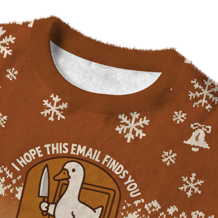 Uglysweatershops Goose With A Knife Fuzzy Christmas Ugly Sweatshirt