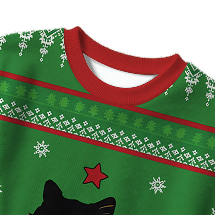 Uglysweatershops Lights Cat Green Christmas Ugly Sweater