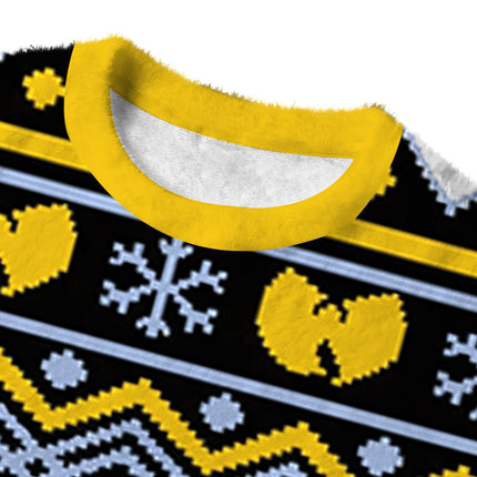 Uglysweatershops Snowflakes Yellow Black Fuzzy Christmas Ugly Sweatshirt