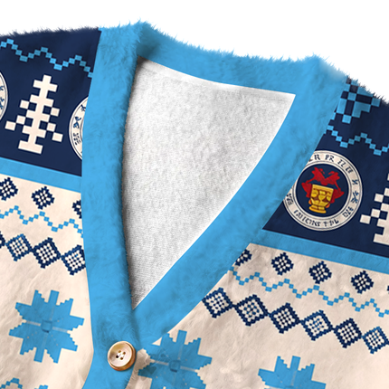 Uglysweatershops Retro Cerveza Winter Scene Fuzzy Ugly Cardigan Sweatshirt