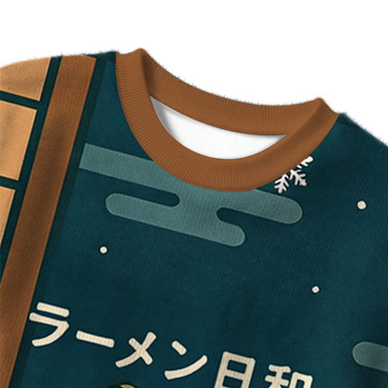 Uglysweatershops Japanese Frog Eating Ramen Christmas Ugly Sweater