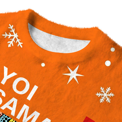 Uglysweatershops Cats and Flowers Fuzzy Christmas Ugly Sweatshirt