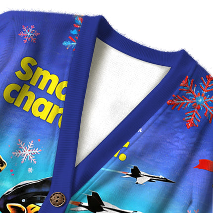 Uglysweatershops Smooth Character Ugly Cardigan Sweater