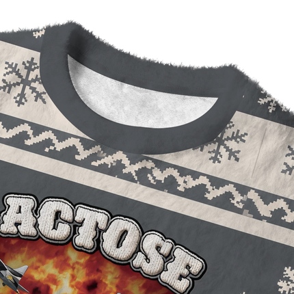 Uglysweatershops Lactose Tolerant Funny Meme Fuzzy Christmas Ugly Sweatshirt
