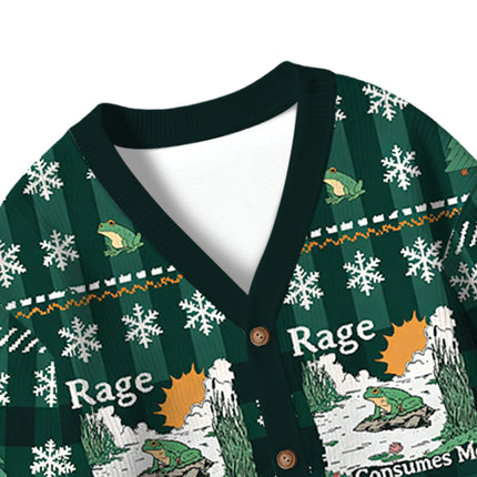Uglysweatershops Rage Consumes Me Frog Kids Ugly Cardigan Sweater