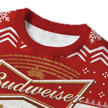 Uglysweatershops Red Beer Fuzzy Christmas Ugly Sweatshirt