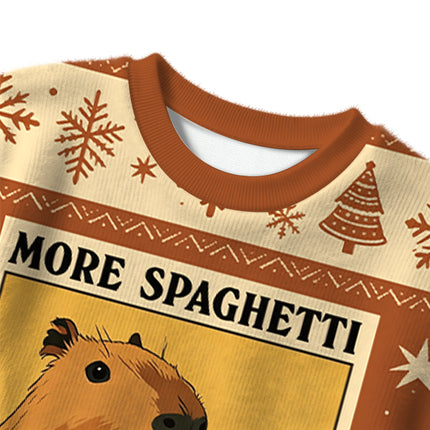 Uglysweatershops Capybara Eating Christmas Ugly Sweater