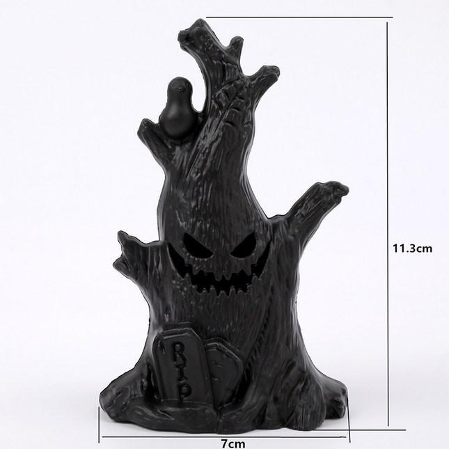 Uglysweatershops 2-piece Halloween Ghost Tree Stump Two Electronic Candle Light