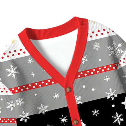 Uglysweatershops Art Dancing Mushroom Kids Ugly Cardigan Sweater