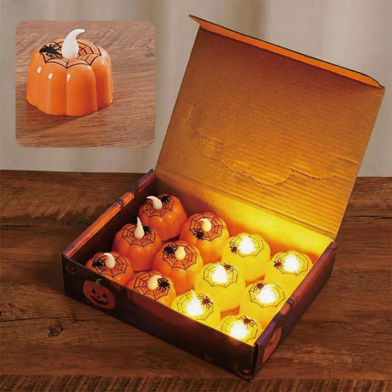 Uglysweatershops Halloween 3-Pack Cute Mini Pumpkin Electronic Candle Lamp