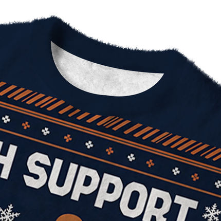 Uglysweatershops Blue Tech Support Computer Programmer Fuzzy Christmas Ugly Sweatshirt