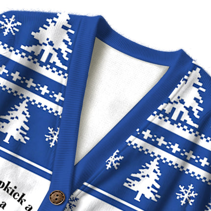 Uglysweatershops I Would Dropkcik A Child Blue Ugly Cardigan Sweater