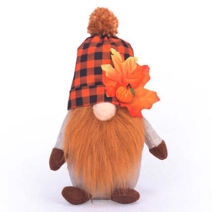 Uglysweatershops Pumpkin Harvest Maple Leaf Faceless Doll Dwarf Figurine