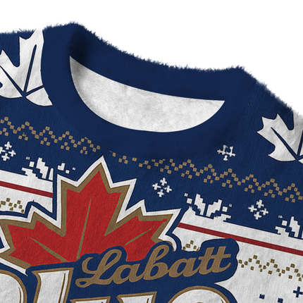 Uglysweatershops Blue Vintage Fuzzy Christmas Ugly Sweatshirt