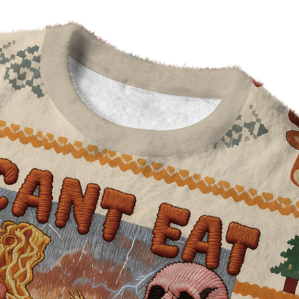 Uglysweatershops I Can't Eat Gluten Funny Meme Fuzzy Christmas Ugly Sweatshirt