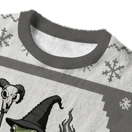 Uglysweatershops Witch Frog Fuzzy Christmas Ugly Sweatshirt
