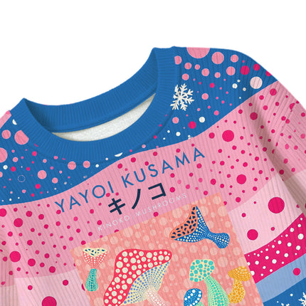 Uglysweatershops Art Pink Mushroom Vintage Kids Ugly Sweater