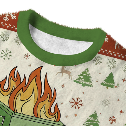Uglysweatershops Everything is Fine Fuzzy Christmas Ugly Sweatshirt