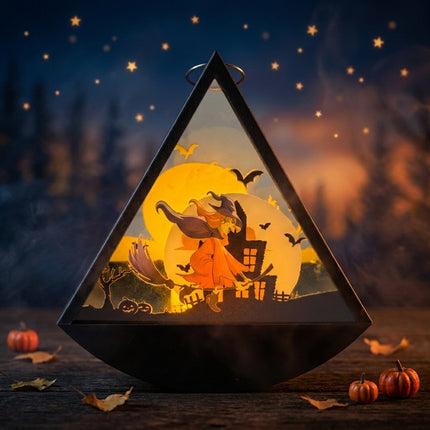 Uglysweatershops Halloween Retro Silhouette Handheld Triangular Lantern