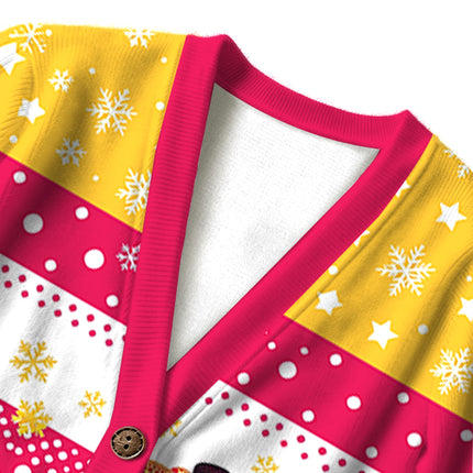 Uglysweatershops Art Golden Pumpkin Ugly Cardigan Sweater