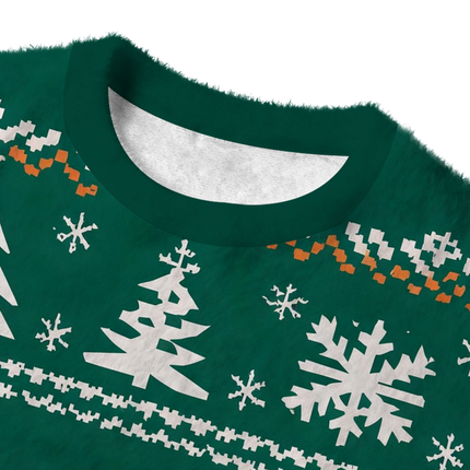Uglysweatershops I Would Dropkick A Child Green Fuzzy Christmas Ugly Sweatshirt