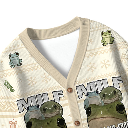 Uglysweatershops Man I Love Frogs Kids Ugly Cardigan Sweater