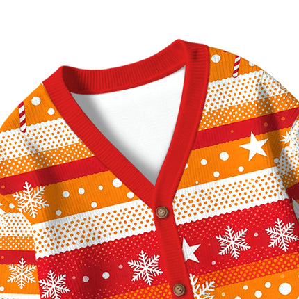 Uglysweatershops Art Flower Vintage Kids Ugly Cardigan Sweater