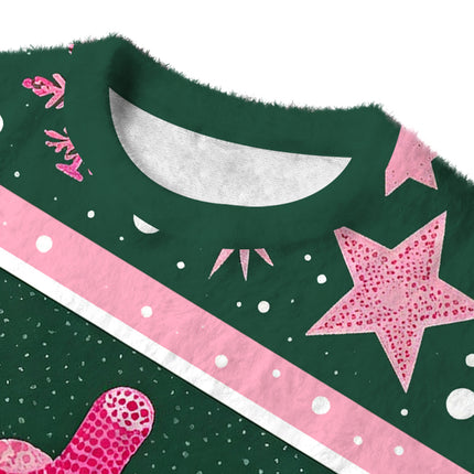 Uglysweatershops Art Pink Pumpkin Fuzzy Christmas Ugly Sweatshirt