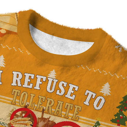 Uglysweatershops I Refuse to Tolerate Gluten Fuzzy Christmas Ugly Sweatshirt
