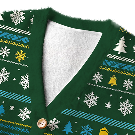 Uglysweatershops Vintage Crocodile Beer Fuzzy Ugly Cardigan Sweatshirt