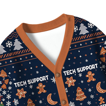 Uglysweatershops Blue Tech Support Computer Programmer Kids Ugly Cardigan Sweater